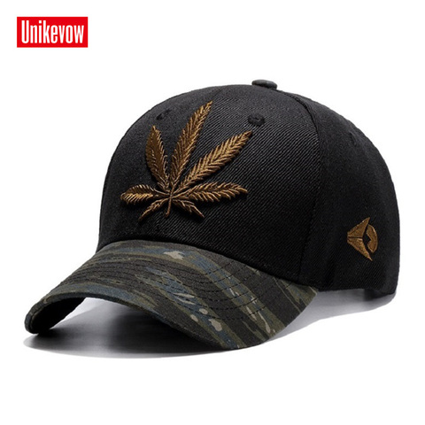 UNIKEVOW Haute qualité Casquette de baseball Unisexe Sport Loisirs Chapeaux Feuille Broderie Sport Cap Pour Hommes Et Femmes Hip Hop Chapeaux ► Photo 1/6