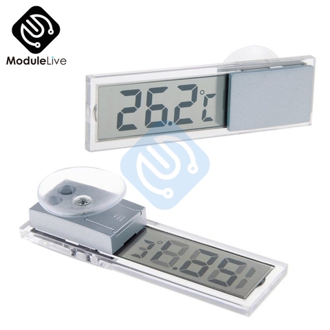 Thermomètre de voiture avec ventouse, Mini écran numérique LCD, pour voiture, avec pile bouton AG10, plage de mesure de la température-20 – 110 ► Photo 1/6
