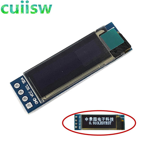 0.91 pouces 128x32 I2C IIC série blanc/bleu OLED LCD Module d'affichage 0.91 