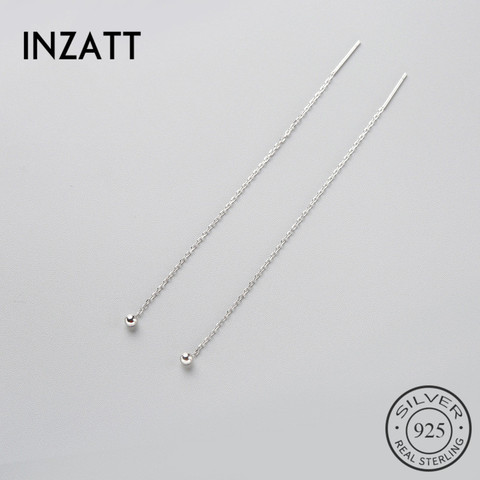 INZATT-boucles d'oreilles avec pompon en argent Sterling 925 véritable, longs pendentifs, minimaliste, pour femmes, bijoux de fête tendance ► Photo 1/5