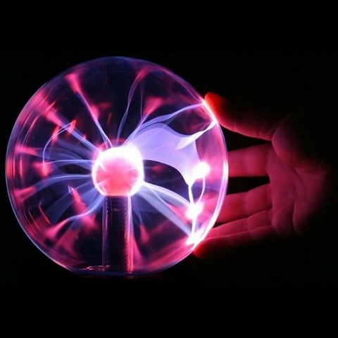 Boule de Plasma en verre à Base noire magique 8*8*13cm, lampe de fête de foudre avec câble USB, offre spéciale ► Photo 1/6