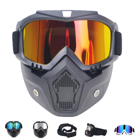 Vente hommes femmes Ski Snowboard masque hiver motoneige Ski lunettes coupe-vent Ski verre Motocross lunettes de soleil avec bouche filtre ► Photo 1/6