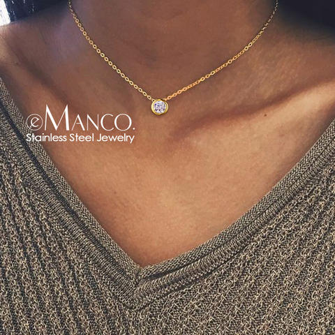 E-manco collier classique en acier inoxydable pour femmes bijoux de créateur collier de luxe femmes collier de déclaration ► Photo 1/5