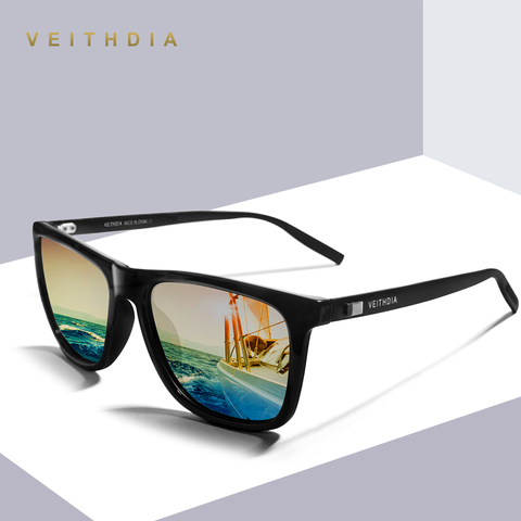 VEITHDIA marque unisexe rétro aluminium + TR90 carré lunettes de soleil lentille polarisée Vintage accessoires lunettes de soleil pour hommes/femmes ► Photo 1/6