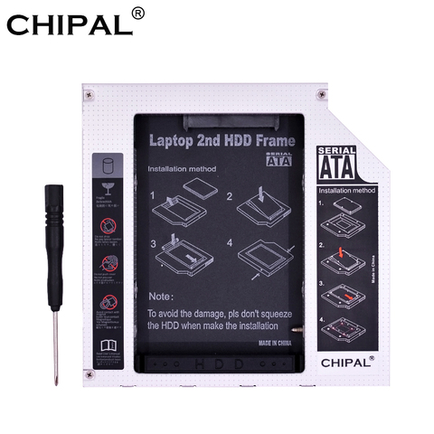 CHIPAL – caddie en aluminium PATA IDE vers SATA 2ème disque dur, 12.7mm 2.5 