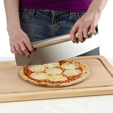 Coupeur de Pizza de 12 pouces lame à bascule tranchante couteau à Pizza à bascule en acier inoxydable Premium hachoir à pâtisserie ► Photo 1/5