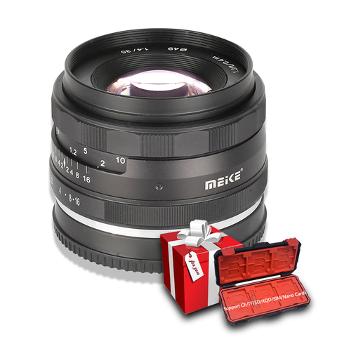 Meike 35mm f1.4 objectif de mise au point manuelle pour Sony e-mount A7II A6000 A7/Fuji x mount/Canon EOS-M M6 M50/M4/3 appareil photo sans miroir + APS-C ► Photo 1/1