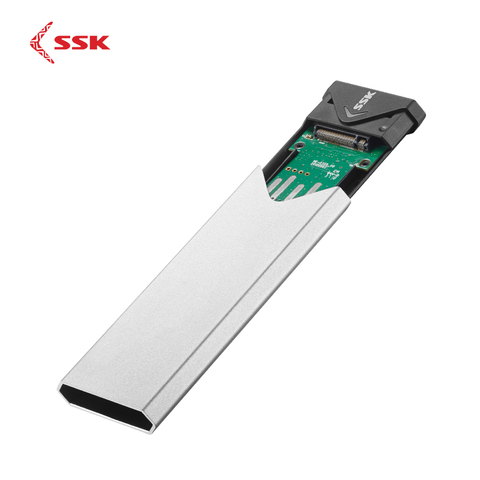 SSK En Alliage D'aluminium M.2 SSD HDD Boîtier Type-c Mobile support pour disque dur M.2 (NGFF) SATA Interface NVMe SSD 2242/2260/2280 Boîtier de disque dur ► Photo 1/1