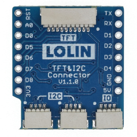 Bouclier de connecteur TFT I2C V1.1.0 pour LOLIN (WEMOS) D1 mini 1x TFT, 2x I2C et 1x connecteur IO utilisateur ► Photo 1/3