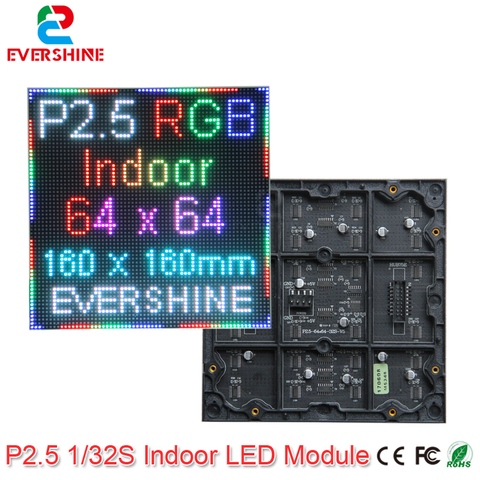 Evercollectvision 64x64 P2.5 intérieur Smd2121 1/32scan polychrome Led Module panneau d'affichage 160x160mm rvb Led matrice écran mural ► Photo 1/6