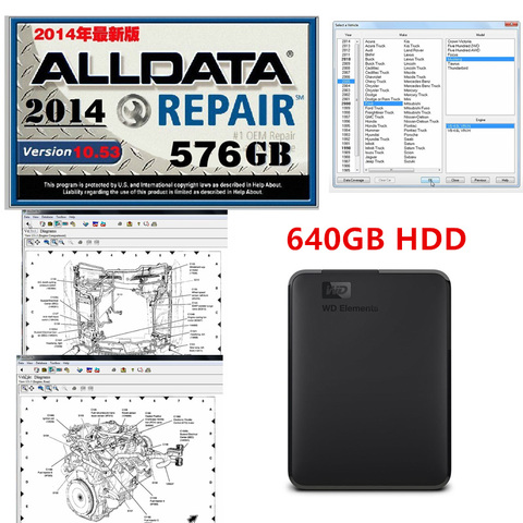 Logiciel de diagnostic pour réparation automobile Alldata V10.53, 2022 go HDD, installation gratuite, compatible avec windows 7/8, 640 ► Photo 1/6