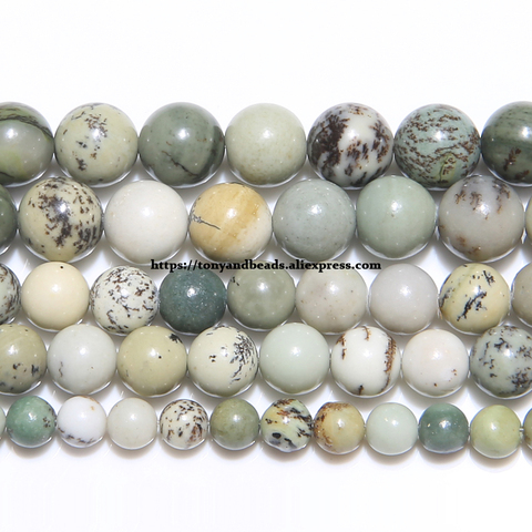 Jaspe à fleurs vertes en pierre naturelle, perles rondes en vrac, taille au choix 6 8 10 12MM pour la fabrication de bijoux ► Photo 1/1