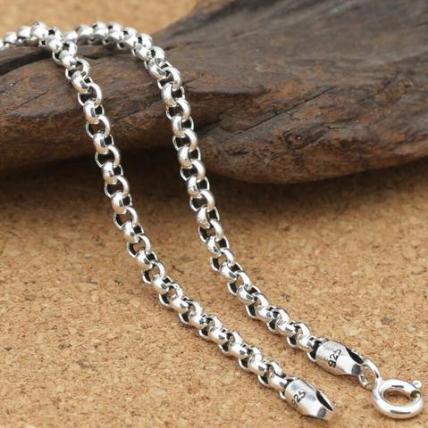 Chaîne en argent pur Sterling 925 S925, 3mm d'épaisseur de croix, O Link, collier chaîne de chandail, bijoux ► Photo 1/6