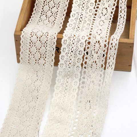 Rubans pour dentelle brodés en coton blanc ivoire, 1 mètre/lot, bordure de tissu, pour couture, matériel artisanal fait à la main, accessoires pour cheveux, pour cheveux ► Photo 1/5