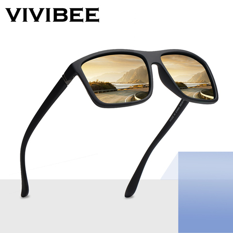 VIVIBEE – lunettes de soleil rectangulaires polarisées pour hommes et femmes, verres rouges polarisés, Vintage, pour la conduite, tendance UV400 ► Photo 1/6