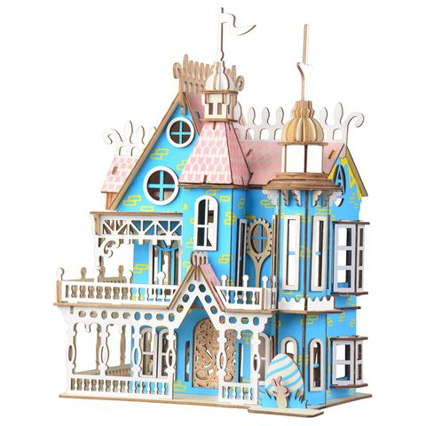 Découpe Laser bricolage assemblé modèle de construction fantaisie Villa 3D en bois maison de poupée meubles pour enfants filles cadeaux d'anniversaire ► Photo 1/3