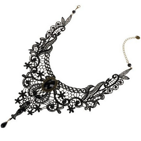 Collier en dentelle et perles noires pour femmes, 1 pièce, ras du cou, Style victorien, Steampunk, gothique, cadeau, vente en gros, Lots en vrac ► Photo 1/6