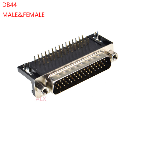 Connecteur de port série DB44 mâle femelle, 2 pièces, connecteur à ANGLE droit d-sub 44 broches, adaptateur de prise jack 3 rangées 44 broches 44 p ► Photo 1/4