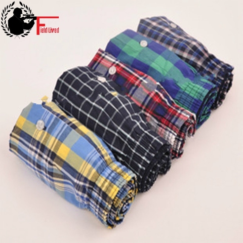 SOUS-VÊTEMENTS HOMMES 5 pcs Lot Lâche Shorts Hommes Culottes de Coton boxeur mâle, plus Grande grande taille Confortable Doux plaid sous les vêtements sexy ► Photo 1/4