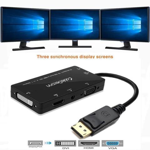 Displayport vers hdmi DVI VGA convertisseur DP 4 en 1 câble Audio USB adaptateur multifonction pour moniteur d'ordinateur PC multimédia ► Photo 1/5