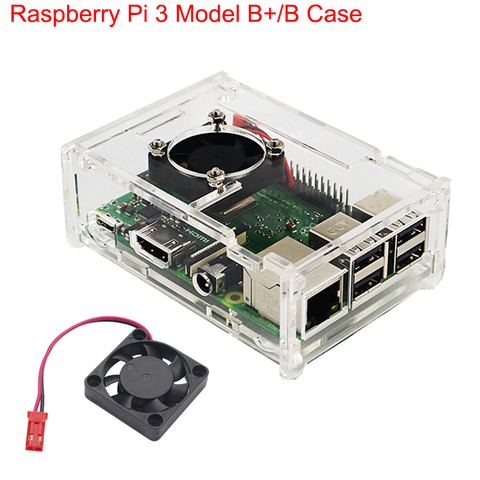 Boîtier en acrylique pour Raspberry Pi 3, modèle B +/Raspberry Pi 3, boîtier Transparent avec ventilateur de refroidissement ► Photo 1/6