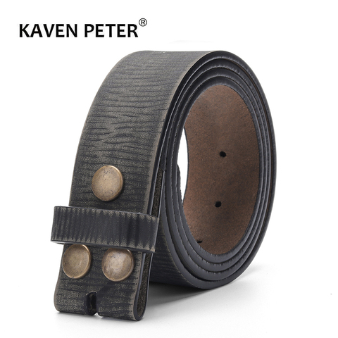 Ceinture Vintage sans boucle pour hommes 100% ceinture en cuir véritable pour jean 3.8 CM de largeur bracelet en peau de vache avec une couche de cuir ► Photo 1/6