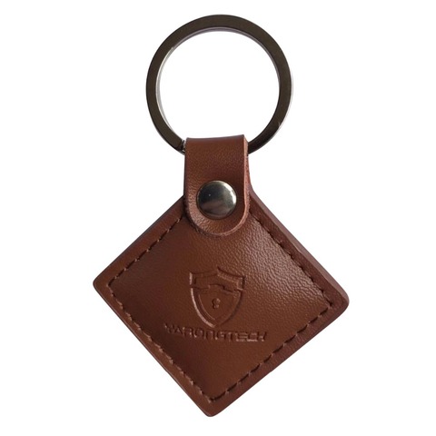 Porte-clés en cuir marron, RFID MIFARE classique 1K, 13.56mhz, 2 pièces, HF ISO14443A ► Photo 1/2