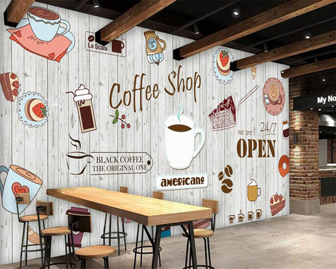 Beibehang grand papier peint personnalisé de toute taille papier peint café européen et américain papel de parede papier peint pour murs 3 d ► Photo 1/4