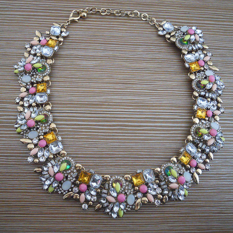 Collier ras du cou en cristal strass pour femmes, grand collier indien, bijoux de mariage, grand bavoir ► Photo 1/6