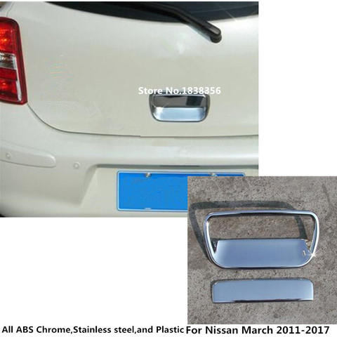 2 pièces couvercle de voiture ABS chromé, pour Nissan March 2011 2012 2013 2014 2015 2016 2017, poignée de coffre arrière, capot ► Photo 1/1