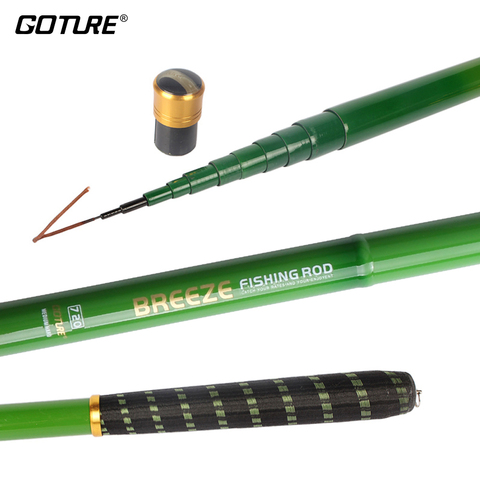 Goture brise Ultra légère 3:7 carpe canne à pêche 3.6M-7.2M 32T Fiber de carbone vert couleur flux télescopique Tenkara canne à pêche ► Photo 1/6