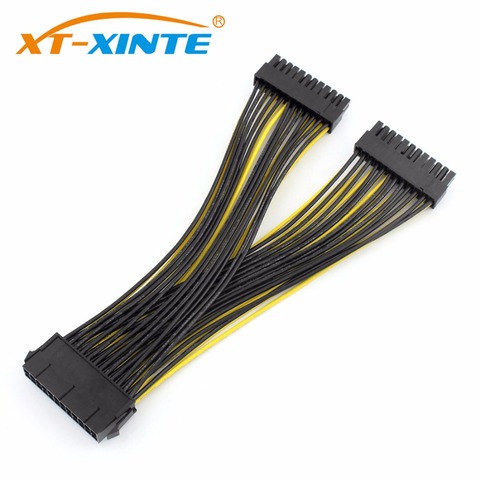 20 + 4Pin double PSU câble d'alimentation 24Pin ATX carte mère adaptateur connecteur câbles d'extension 18AWG ligne pour mineur minier 20cm ► Photo 1/6