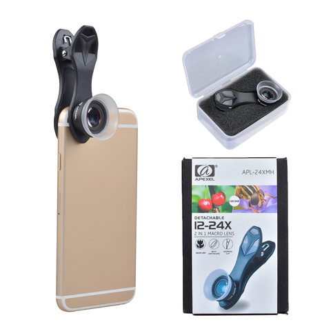 Apexel – objectif de téléphone portable Super Macro 12X 24X, pour iPhone x 7 8 PLUS Xiaomi Samsung note 8 s8 S7 edge, avec clip ► Photo 1/6