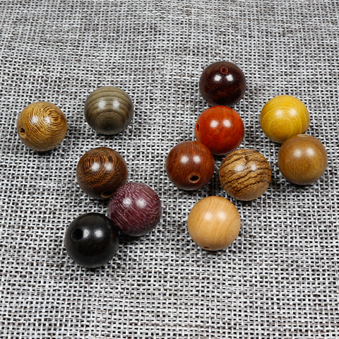 Perles rondes en bois naturel, perles en bois de santal, bois de rose, Padauk, haute qualité, pour la fabrication de bijoux, bricolage, 20 pièces/lot ► Photo 1/6