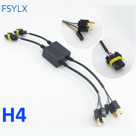 FSYLX-adaptateur au xénon H4, faisceau de câblage, relais Hi-Lo, connecteur de câble de Ballast au xénon caché pour un moteur, phare de voiture, 2 pièces ► Photo 1/6