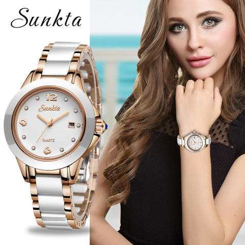 SUNKTA – montre à Quartz pour femmes, nouvelle collection, en or Rose, marque de luxe, horloge, cadeau pour femme, Zegarek Damski ► Photo 1/6