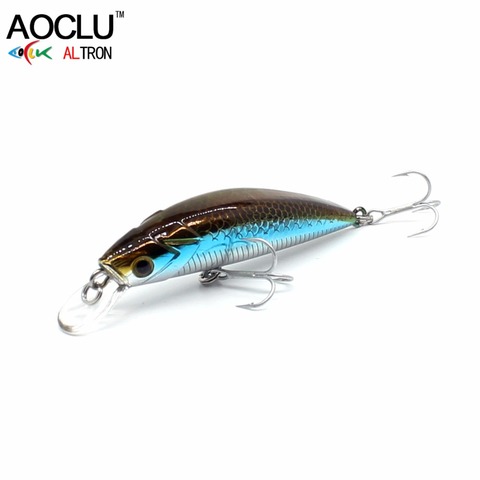 AOCLU wobblers Super qualité 9 couleurs 50mm appât dur Minnow manivelle Popper Stik leurres de pêche basse eau salée fraîche 12 # VMC crochets ► Photo 1/6