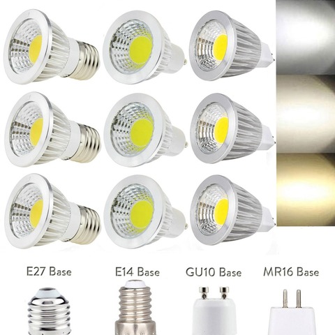 Ampoules à intensité réglable GU10, Led, E27, E14, MR16 AC DC 12V LED, projecteur COB, 6W 9W 12W, Spot, haute puissance, AC 110-220V ► Photo 1/6