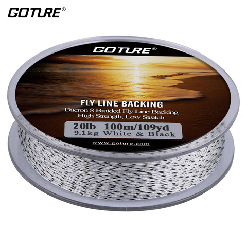 Goture 20LB mouche ligne support 100M/109Yrd 8 brins Dacron tressé ligne jaune et noir Double couleur support ligne pour la pêche à la mouche ► Photo 1/6