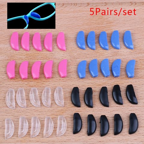 Nouveauté 5 paires/ensemble anti-dérapant Silicone plaquettes nasales pour lunettes lunettes cadre bâton sur plaquette nasale accessoires lunettes ► Photo 1/1