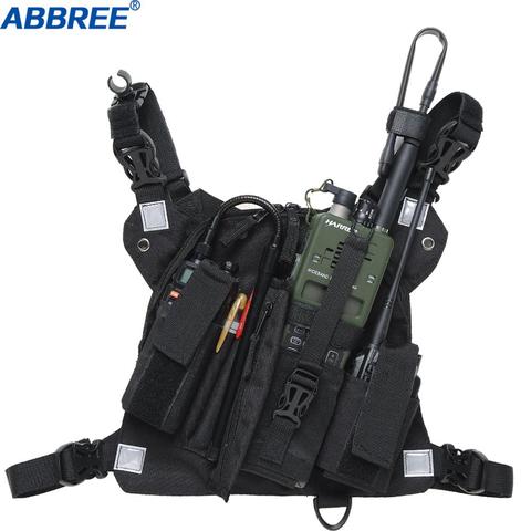 ABBREE harnais de torse pack avant étui à poche Gilet Rig pour Two Way Radio Talkie Walkie (Sauvetage Essentials) (Réfléchissant Noir) ► Photo 1/6