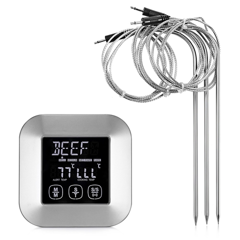 Thermomètre à viande numérique professionnel, avec 3 sondes de température en acier inoxydable, pour la cuisine, outils d'alarme de température ► Photo 1/6