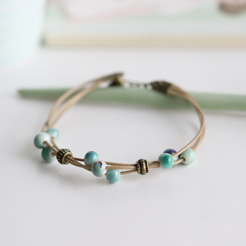 Bracelet de perles en céramique tissé à la main délicat, original, Style chinois, Bracelet, Article livraison gratuite #1443 ► Photo 1/5