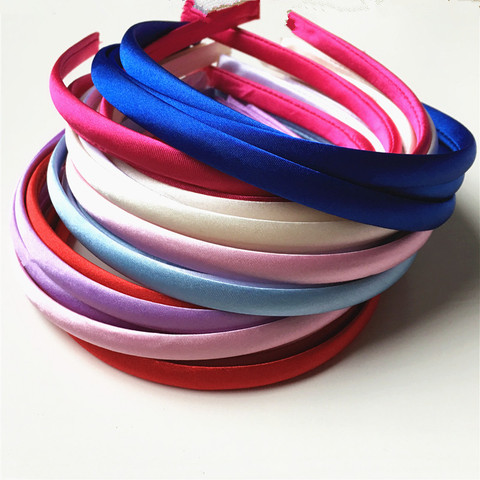 Bandeau de cheveux colorés en résine recouvert de Satin, lot de 3 pièces de 10mm, bandeau pour enfants en Satin solide, bandeau de bricolage, cerceau de tête en Satin ► Photo 1/6