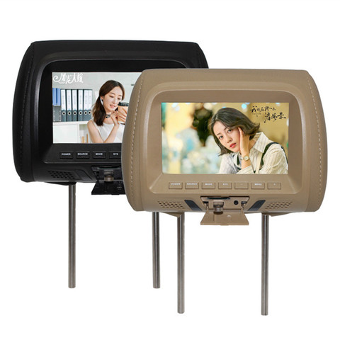 Universel 7 pouces TFT écran LED voiture MP5 lecteur appuie-tête moniteur Support AV/USB/SD entrée/FM/haut-parleur/voiture caméra ► Photo 1/6