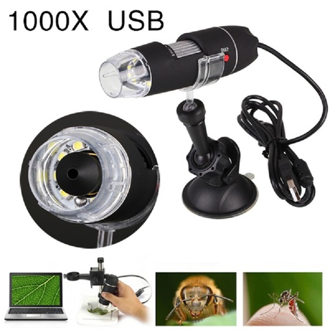 Jeter Microscope numérique électrique à main USB 1000X USB lumière LED, outil d'aspiration de support ► Photo 1/6