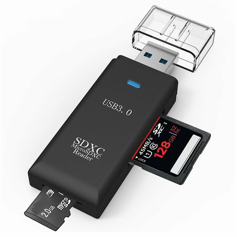 Lecteur de cartes mémoire 2 en 1 à haute vitesse, MINI USB 3.0, Micro SD/SDHC/SDXC, TF, adaptateur de cartes mémoire pour PC ordinateur portable ► Photo 1/6