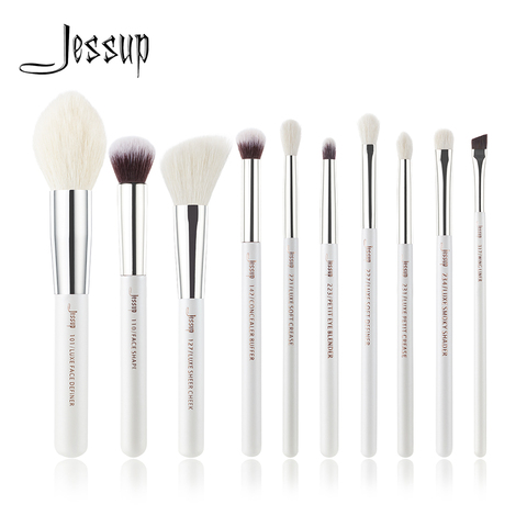 Jessup perle blanc/argent professionnel maquillage pinceaux ensemble maquillage brosse beauté outils kit fond de teint poudre définisseur Shader Liner ► Photo 1/2