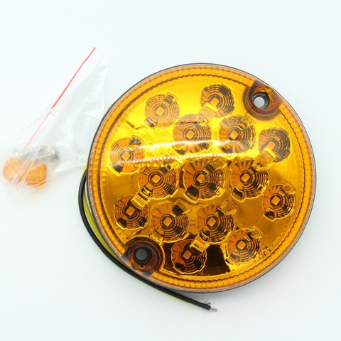 LED 12V/24V 95mm étanche rond arrière clignotants lumières 15 Led Automobile indicateurs lampes ambre camion remorque lumières ► Photo 1/6