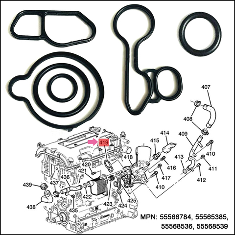 Woohuit – 6 joints de refroidisseur d'huile pièces/ensemble 55566784 55565385 55568536 55568539, adaptés à Chevrolet Cruze Sonic Trax Encore 1.4T Astra ► Photo 1/6